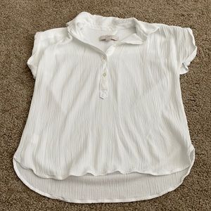 Petite XXS Loft White Blouse Short Sleeve